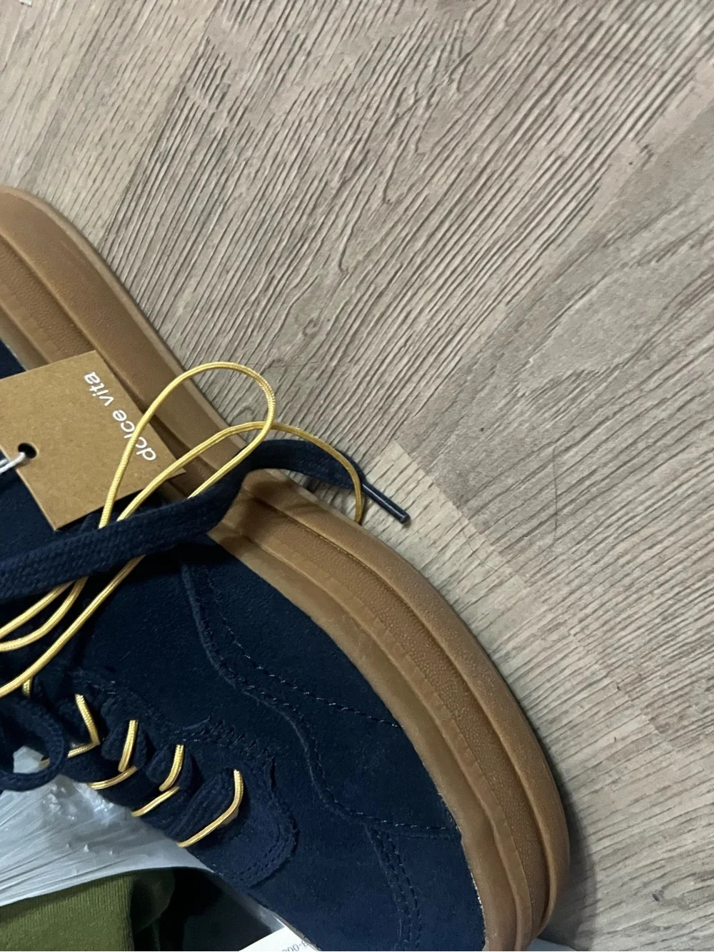 Dolce Vita Navy Suede Sneaker with Gold Eyelets